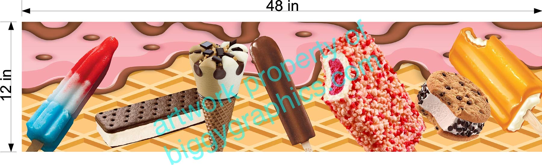 Amazon.com: ICE Cream Vinyl Decals Strips to Decorate Your Shop OR